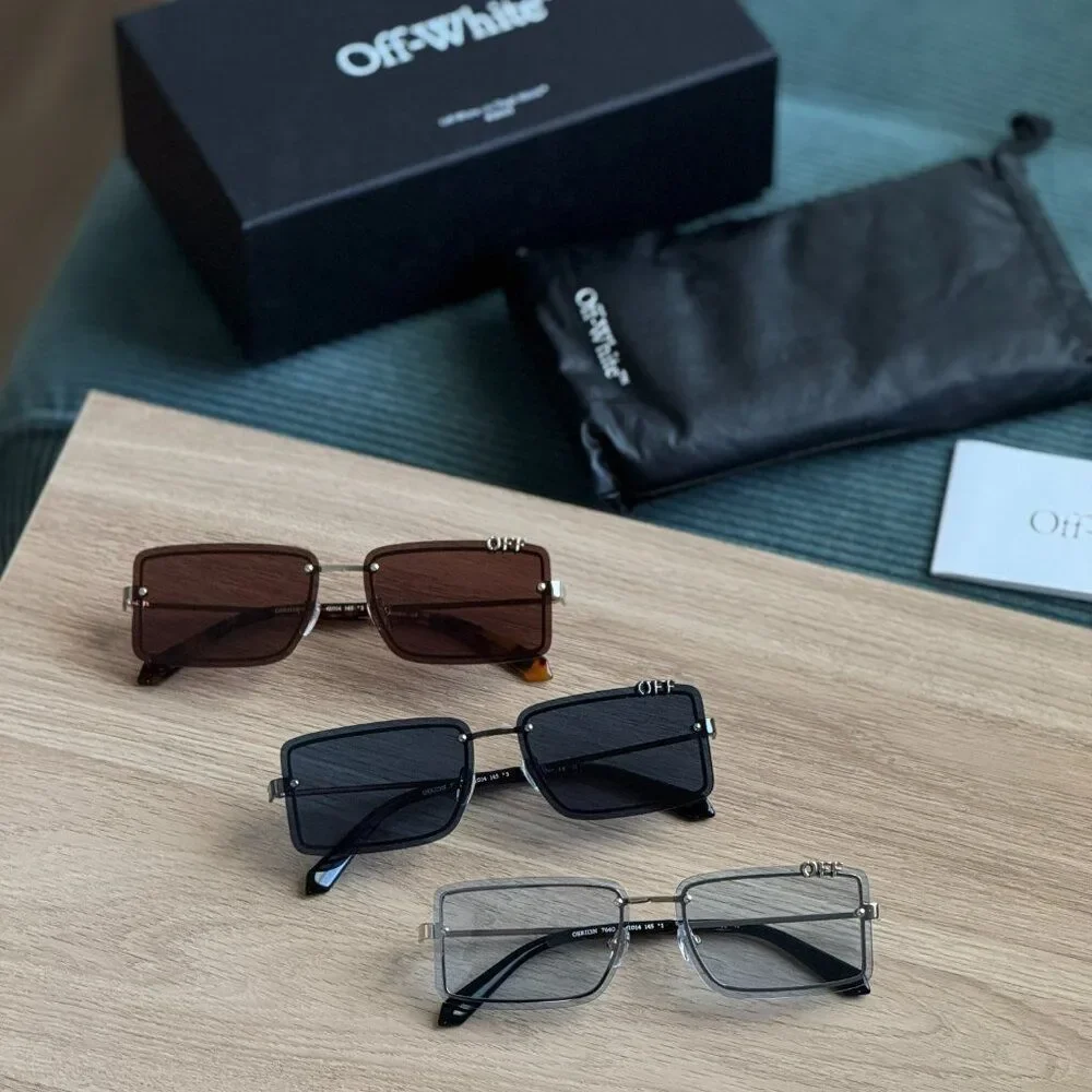 SALE!!! Off-White TAMPA Men Sunglasses Gold Brown Rectangular OERI13N TAMPA 7664
